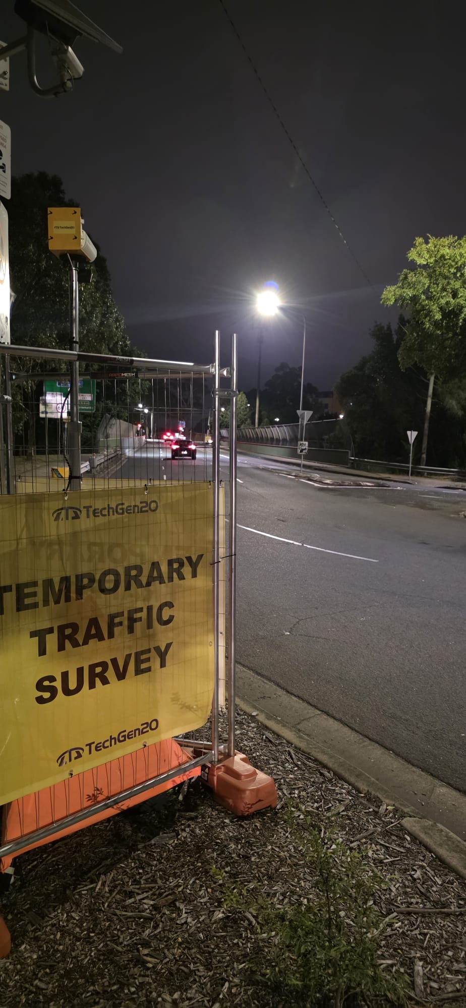 Techgen20 survey unit deployed at night in Parramatta